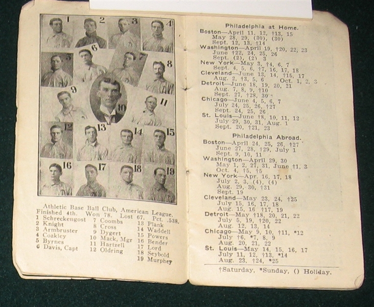 1907 Napoleon Lajoie's Pocket Schedule & Records, American League