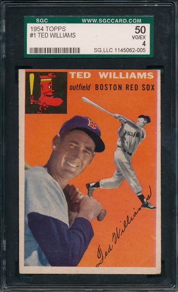 1954 Topps #1 Ted Williams SGC 50