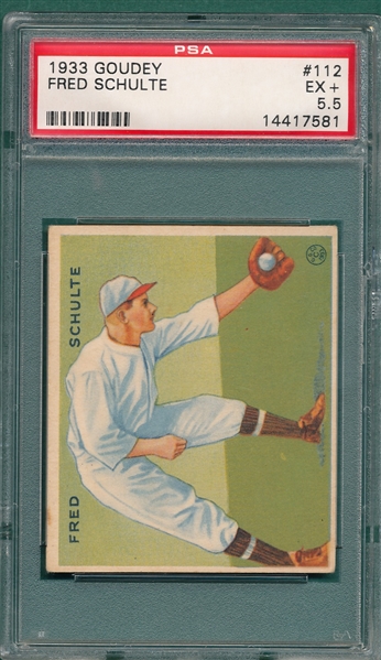 1933 Goudey #112 Fred Schulte PSA 5.5