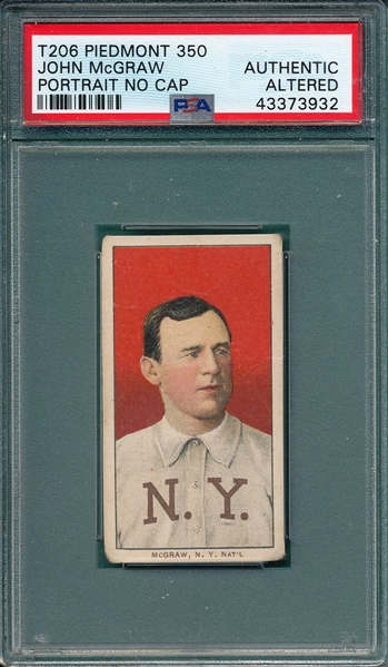 1909-1911 T206 McGraw, Portrait, No Cap, Piedmont Cigarettes PSA Authentic