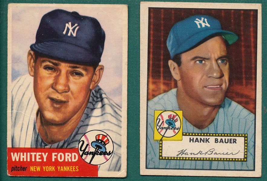 1952 Topps #215 Bauer & 1953 Topps #207 Ford, Lot of (2)