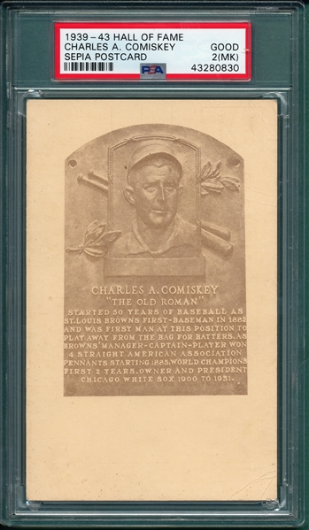 1939-43 Hall of Fame PC, Comiskey, Sepia Postcard, PSA 2 (MK), *Only 3 Graded*