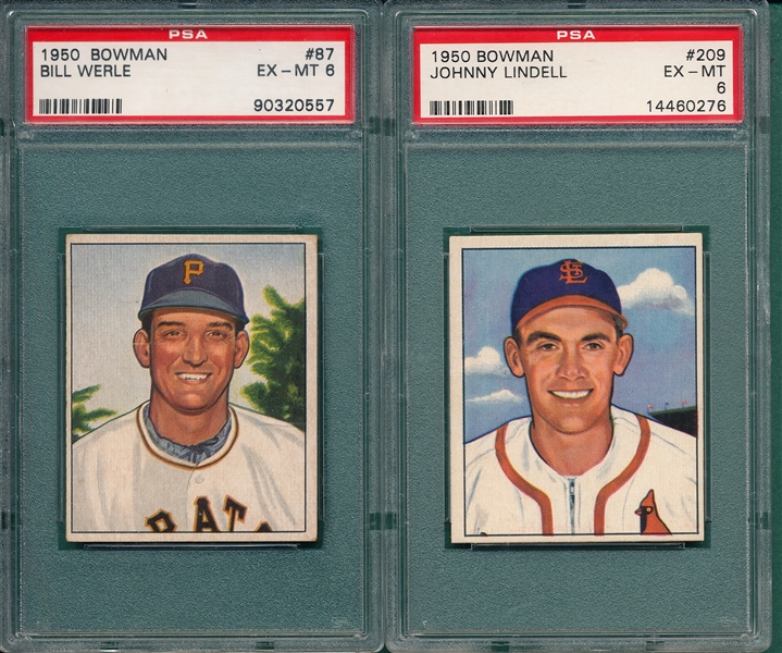 1950 Bowman #87 Werle & #209 Lindell, Lot of (2), PSA 6