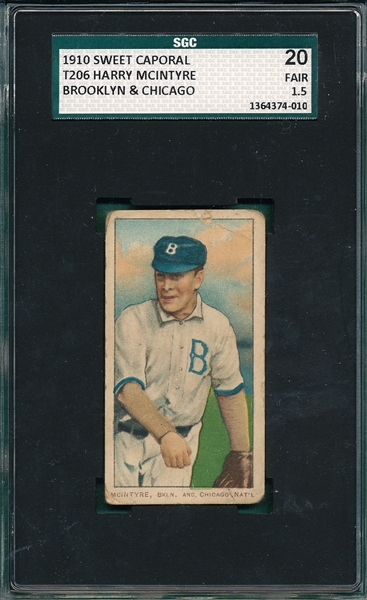 1909-1911 T206 McIntyre, Chicago & Brooklyn, Sweet Caporal Cigarettes, SGC 20
