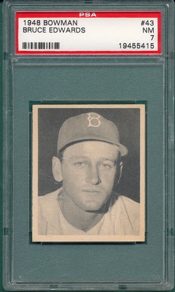 1948 Bowman #43 Bruce Edwards PSA 7