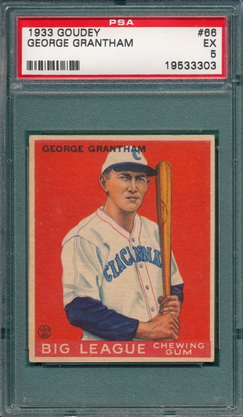 1933 Goudey #66 George Grantham PSA 5