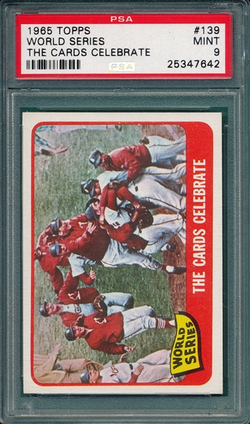 1965 Topps #139 World Series, The Cards Celebrate, PSA 9 *MINT*