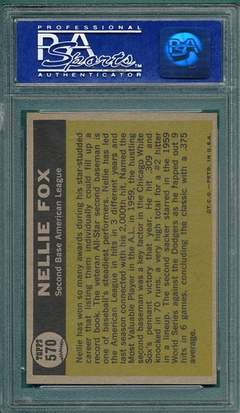 1961 Topps #570 Nellie Fox, AS, PSA 8 *Hi #*