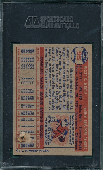 1957 Topps #95 Mickey Mantle SGC Authentic