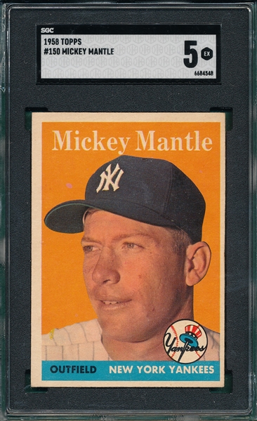 1958 Topps #150 Mickey Mantle SGC 5