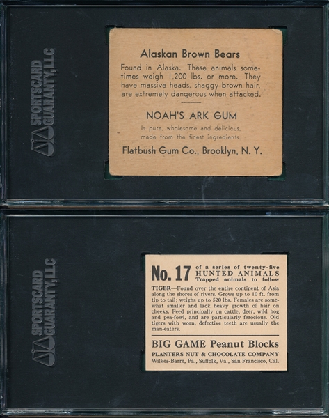 1933 Planters & Flatbush Gum Animals, Lot of (3) W/ #17 Tiger SGC 96