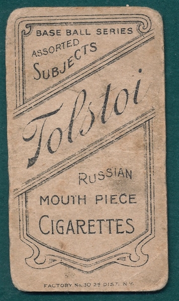 1909-1911 T206 Jennings, One Hand, Tolstoi Cigarettes