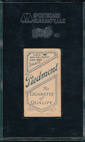 1909-1911 T206 McQuillan, Bat, Piedmont Cigarettes SGC 40