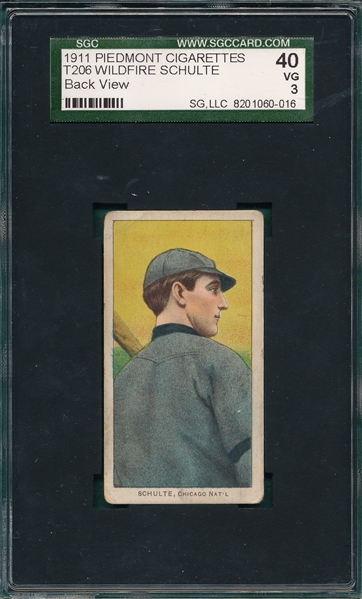 1909-1911 T206 Schulte, Back View, Piedmont Cigarettes SGC 40