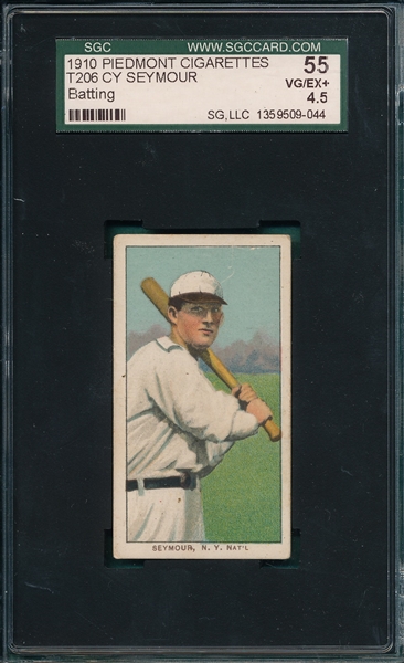 1909-1911 T206 Seymour, Batting, Piedmont Cigarettes SGC 55