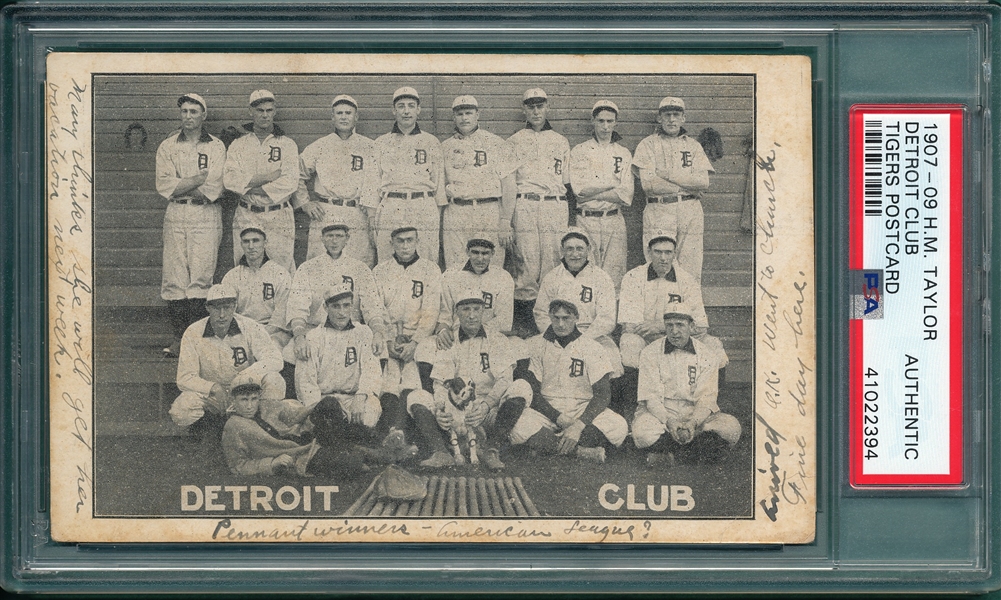 1907-09 H. M. Taylor PC, Detroit Club W/ Ty Cobb, PSA Authentic