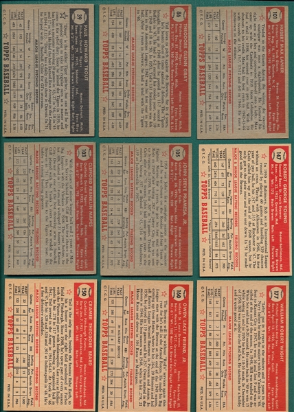 1952 Topps Lot of (9) W/ #39 Trout, Black