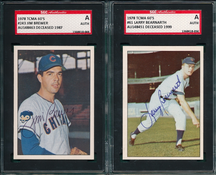 1978 TCMA 60's Lot of (5), Signed, W/ Brewer, SGC Authentic