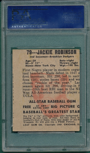 1948 Leaf #79 Jackie Robinson PSA 5 (MC) *Rookie* *Face Impression on Back*