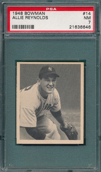 1948 Bowman #14 Allie Reynolds PSA 7