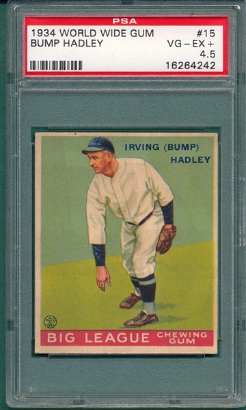 1934 World Wide Gum #15 Bump Hadley PSA 4.5