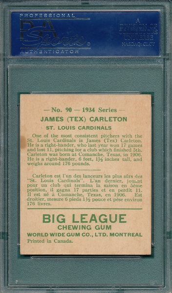 1934 World Wide Gum #90 James Carleton PSA 5