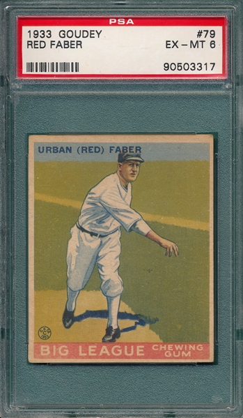 1933 Goudey #79 Red Faber PSA 6