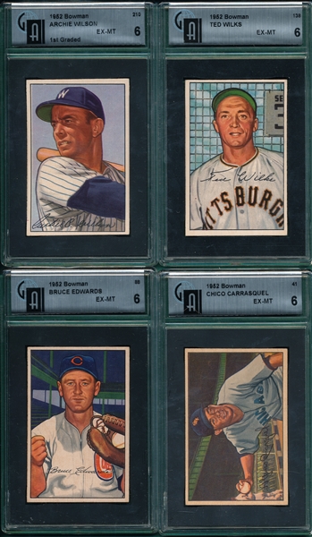1952 Bowman Lot of (6) W/ #97 Marshall GAI 6.5