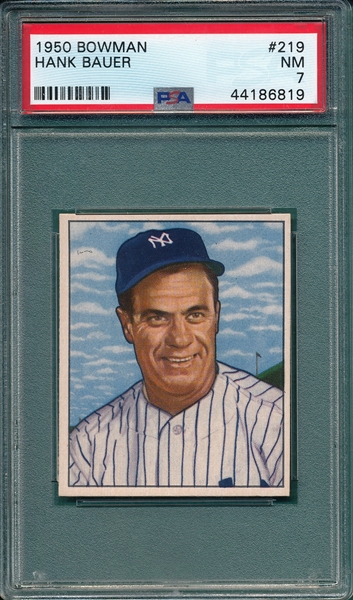 1950 Bowman #219 Hank Bauer PSA 7 *Rookie*
