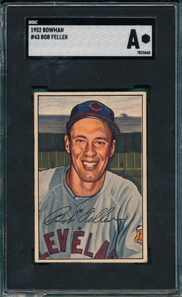 1952 Bowman #43 Bob Feller SGC Authentic