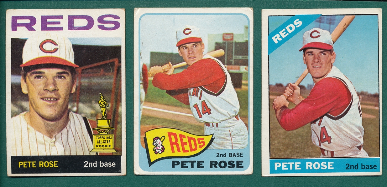 1964-66 Topps Pete Rose Lot of (3)