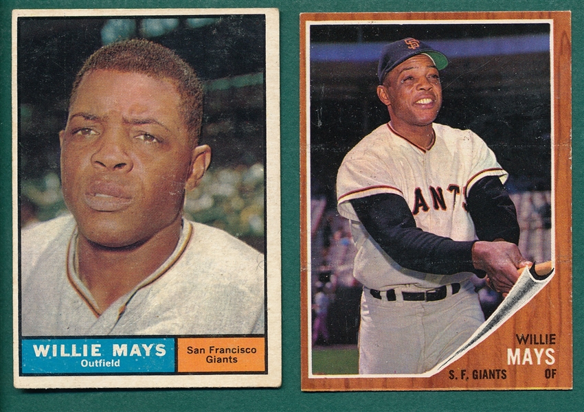 1961-62 Topps Willie Mays, Lot of (2)