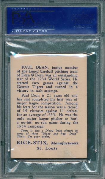 1935 Rice - Stix Paul Dean PSA 7