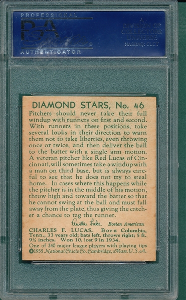 1934-36 Diamond Stars #46 Red Lucas PSA 8