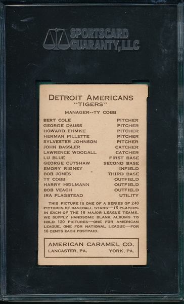 1922 E120 Cole American Caramel Co. SGC 60 