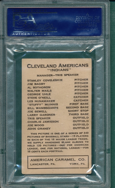 1922 E120 Coveleskie, Stan, American Caramel Co. PSA 5