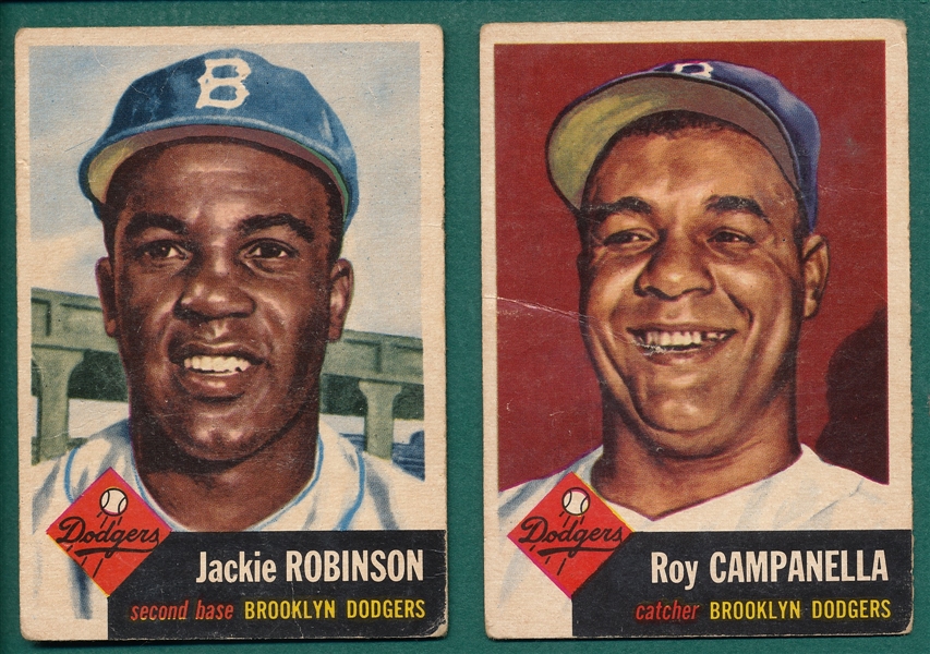 1953 Topps #1 Jackie Robinson & #27 Campanella, Lot of (2)