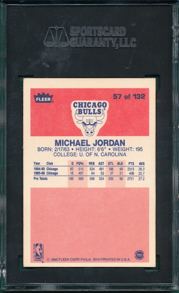 1986 Fleer #57 Michael Jordan SGC 4 *Rookie*