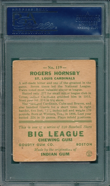 1933 Goudey #119 Rogers Hornsby PSA 2.5