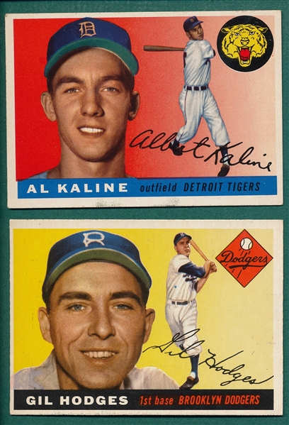 1955 Topps #4 Kaline & #187 Hodges, Lot of (2) *Hi #*