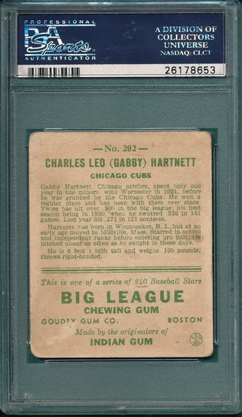 1933 Goudey #202 Gabby Hartnett PSA 2.5