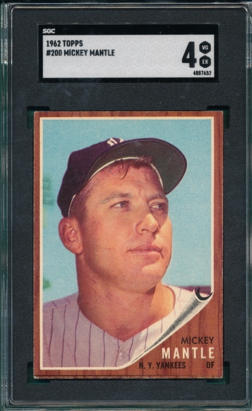 1962 Topps #200 Mickey Mantle SGC 4