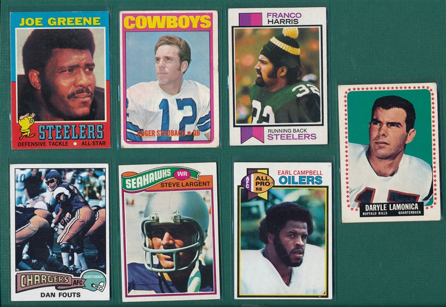 1964-79 Topps FB Rookies Lot of (7) W/ Staubach