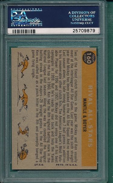 1960 Topps #160 Rival All Stars W/ Mantle, PSA 7 
