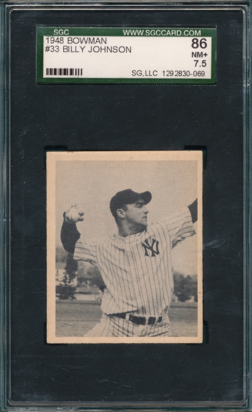 1948 Bowman #33 Billy Johnson SGC 86