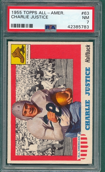 1955 Topps All American #63 Charlie Justice PSA 7