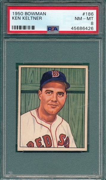 1950 Bowman #186 Ken Keltner PSA 8