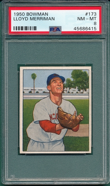 1950 Bowman #173 Lloyd Merriman PSA 8