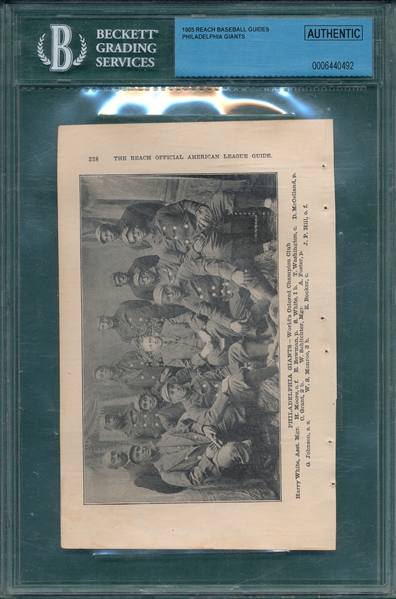1902 Cuban X Giants News Clip & 1905 Reach Philadelphia Giants Team BVG, Lot of (2) *Negro League*
