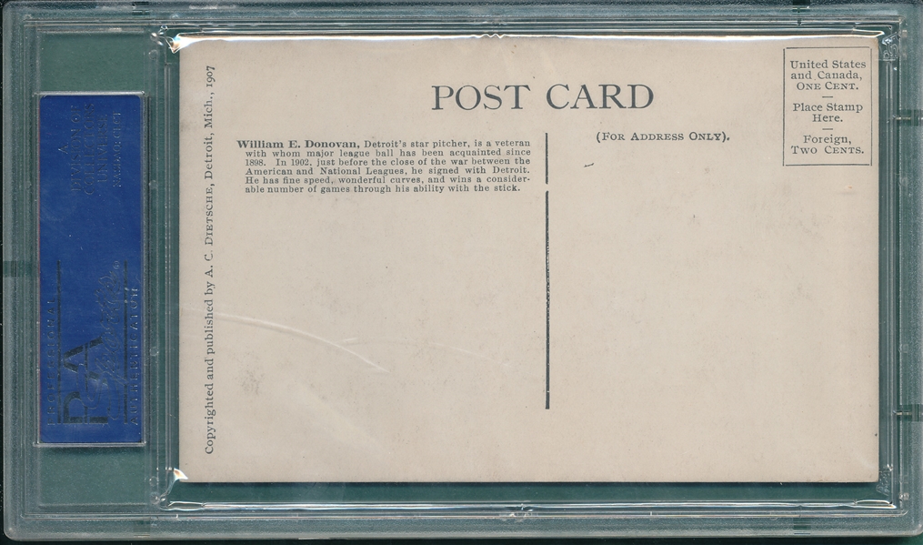 1907 Dietsche Post Cards, Donovan, Tigers, PSA 5